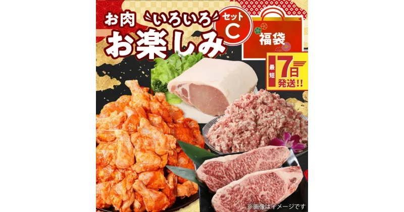 【ふるさと納税】【レビューキャンペーン対象】福袋 木城町 お肉いろいろお楽しみセットC – 総重量4.6kg 訳ありスパイシーチキン/豚ロースブロック/豚ミンチ/宮崎牛特上ロースステーキ わけあり 国産 鶏肉 豚肉 牛肉 ブロック肉 スピード配送便 送料無料【宮崎県木城町】