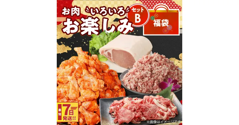 【ふるさと納税】【レビューキャンペーン対象】福袋 木城町 お肉いろいろお楽しみセットB – 総重量5kg 訳ありスパイシーチキン/豚ロースブロック/豚ミンチ/黒毛和牛切り落とし わけあり スパチキ 国産 鶏肉 豚肉 国産牛肉 スピード配送便 送料無料【宮崎県木城町】