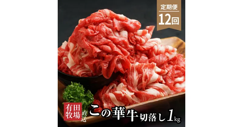 【ふるさと納税】定期便 12回 有田牧場直送 この華牛切落し 1kg 切り落とし 赤身が美味しい EMO牛(エモー牛) 牛肉 有田牧畜産業オリジナルブランド牛 霜降り肉も混在する切り落とし 冷凍 ヘルシー 送料無料【宮崎県木城町】