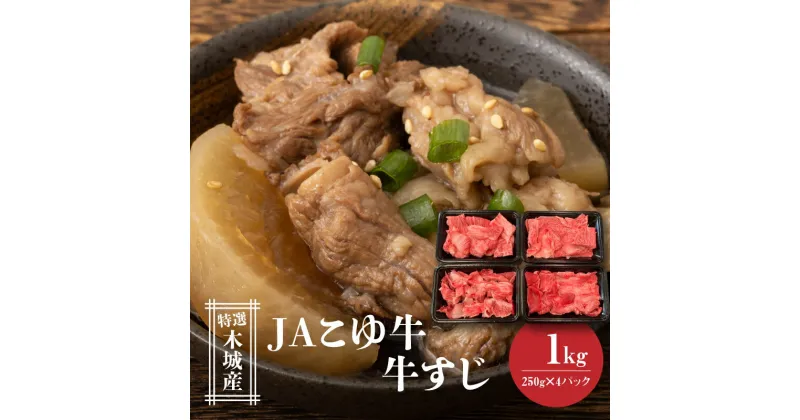 【ふるさと納税】JAこゆ牛 特選木城産 すじ250g×4 – 1kg 牛肉 すじ肉 国産黒毛和牛 ローカルブランド 希少 A4ランク/A5ランク お肉 冷凍配送 小分け 国産牛肉 ブランド牛 カット済み スジ肉 送料無料 【宮崎県木城町】