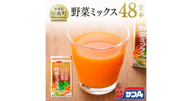 【ふるさと納税】 サンA Oh！宮崎 野菜ミックス 125ml×48本セット 送料無料【野菜飲料・野菜ジュース・ミックスジュース・飲料類・果汁飲料・セット・ジュース食塩・砂糖不使用 九州 宮崎県 川南町 F3015】