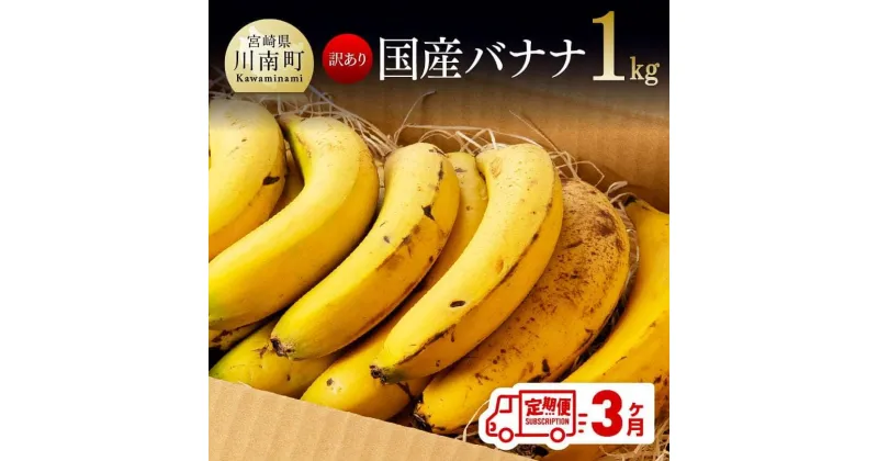 【ふるさと納税】【訳あり】国産バナナ1kg　3ヶ月定期便 ご自宅用や皮ごとスムージーにもオススメ！ 送料無料 F5803