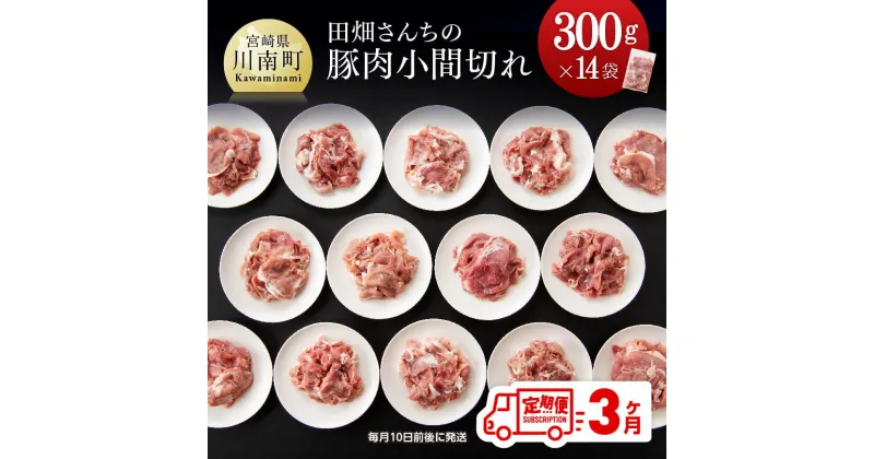 【ふるさと納税】 3ヶ月定期便 川南ポーク 小間切れ 4.2kg(300g×14袋) – 肉 豚肉 国産 宮崎県産 田畑さんちの豚肉(川南ポーク) ※毎月10日前後に発送※ 送料無料 D05005t3