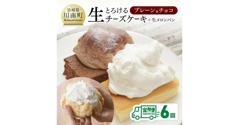 【ふるさと納税】 定期便 チーズ ケーキ 生クリーム メロンパン 送料無料 チーズケーキ セット 人気の新食感とろける生チーズケーキ（プレーン・チョコ）+メロンパン定期便6回コース G2703