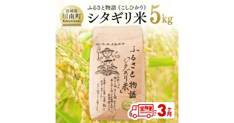 【ふるさと納税】【3ヶ月定期便】※毎月20日頃発送※【令和6年産】宮崎県産こしひかり「シタギリ」5kg – お米 新米 こしひかり 2024年産 定期便 全3回 送料無料 D04201t3