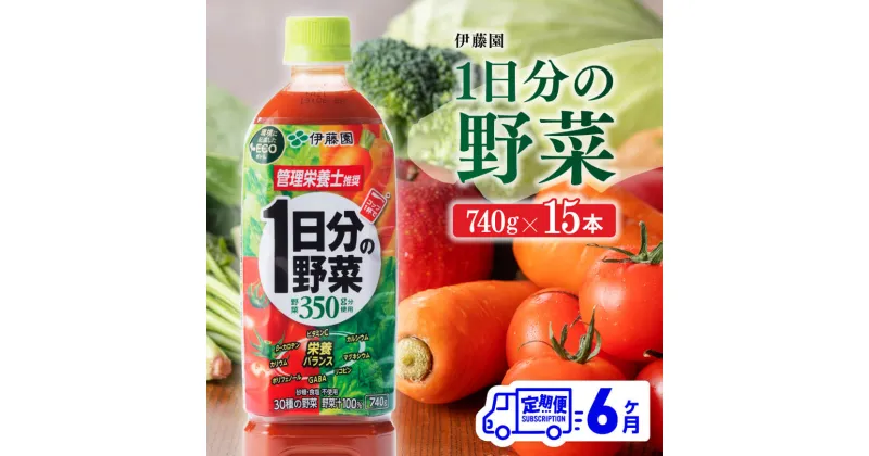 【ふるさと納税】伊藤園 1日分の野菜ペットボトル 740g×15本 6ヶ月定期便 送料無料 ペットボトル 野菜汁100% 備蓄 おうち時間 川南町 E7365t6