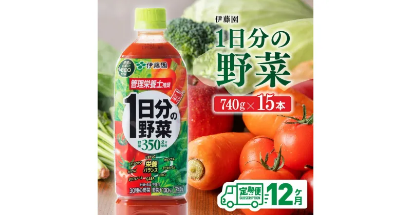 【ふるさと納税】 伊藤園 1日分の野菜ペットボトル 740g×15本 12ヶ月定期便 送料無料 ペットボトル 野菜汁100% 備蓄 おうち時間 川南町 E7365t12