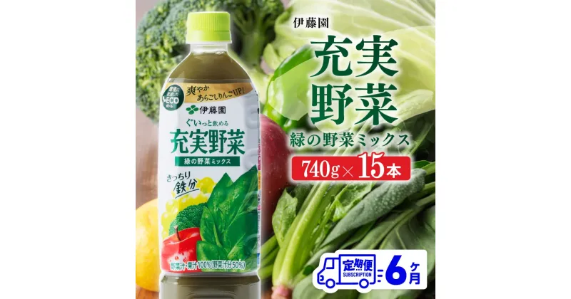 【ふるさと納税】 伊藤園 充実野菜 緑の野菜ミックス ペットボトル 740g×15本 6ヶ月定期便 果実混合飲料 送料無料 備蓄 おうち時間 宮崎県 川南町 E7367t6