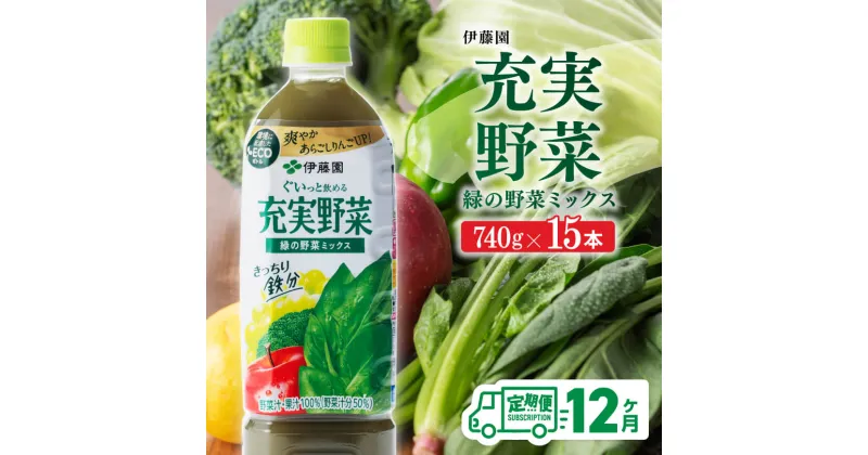 【ふるさと納税】 伊藤園 充実野菜 緑の野菜ミックス ペットボトル 740g×15本 12ヶ月定期便 果実混合飲料 送料無料 備蓄 おうち時間 宮崎県 川南町 E7367t12