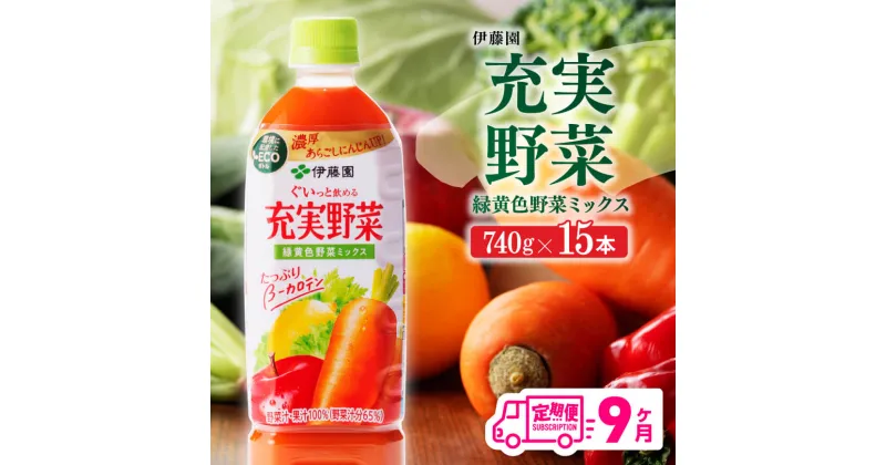 【ふるさと納税】伊藤園 充実野菜 緑黄色野菜ミックス ペットボトル 740g×15本 – 飲料 ドリンク ソフトドリンク 野菜ジュース 9ヶ月定期便 果実混合飲料 にんじんピューレ 送料無料 備蓄 宮崎県 川南町 E7366t6