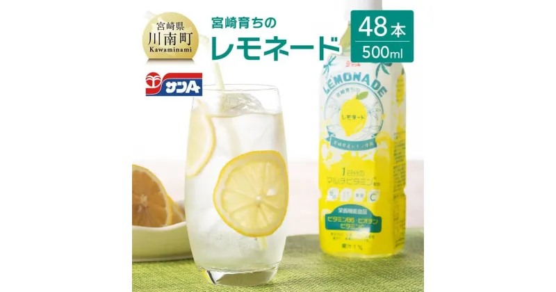 【ふるさと納税】 サンA 宮崎育ちの レモネード PET (500ml×48本) 【飲料 栄養機能食品 レモン 檸檬 マルチビタミン配合 PET セット ジュース 長期保存 備蓄 九州 宮崎県産 川南町 持運び簡単 送料無料 F3030】