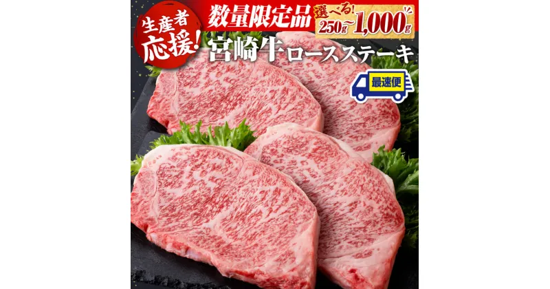 【ふるさと納税】 【最速便(2週間以内に発送)！！】《数量限定》《生産者応援》数量が選べる！宮崎牛ロースステーキ 1枚 (250g)〜4枚 (1000g)- 肉 牛肉 国産 宮崎県産 黒毛和牛 ミヤチク 送料無料 ふるさと納税 D0601 D0602 D0603 D0604