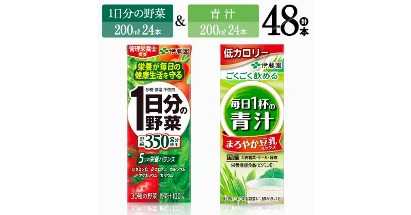 【ふるさと納税】伊藤園　1日分の野菜＆青汁（紙パック）48本 【伊藤園 飲料類 野菜 青汁 野菜ジュース セット 詰め合わせ 飲みもの】E7358