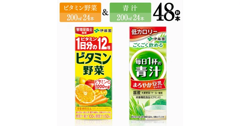 【ふるさと納税】 伊藤園　ビタミン野菜24本＆+青汁24本（紙パック） – 伊藤園 飲料類 野菜 ミックス 青汁 ジュース セット 詰め合わせ 飲みもの D07311