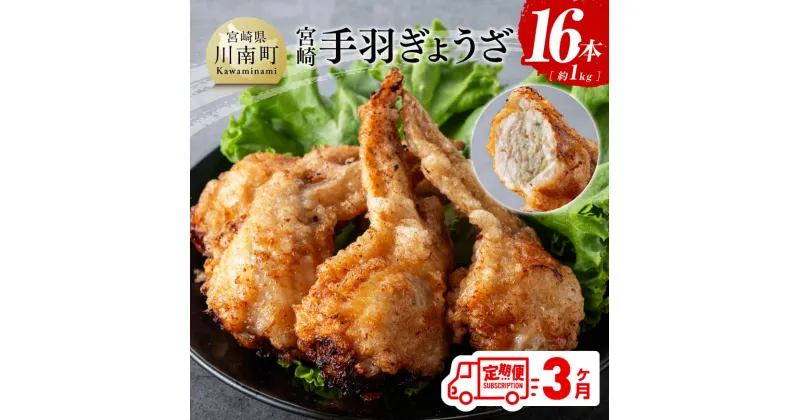 【ふるさと納税】【3ヶ月定期便】宮崎 手羽ぎょうざ 16本 (1kg) – 鶏肉 鳥 手羽先 手羽 餃子 ぎょうざ ギョーザ おつまみ 送料無料 E7214t3