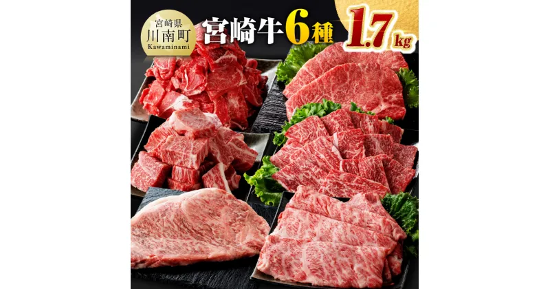 【ふるさと納税】宮崎牛6種 詰め合わせ1.7kg – 肉 牛肉 セット 宮崎牛 ロース ステーキ ウデ 肩ロース カタロース カルビ バラ たっぷり 1kg オーバー 大容量 大量 しゃぶしゃぶ すき焼き すきしゃぶ 国産 宮崎県産 和牛 ミヤチク D0613