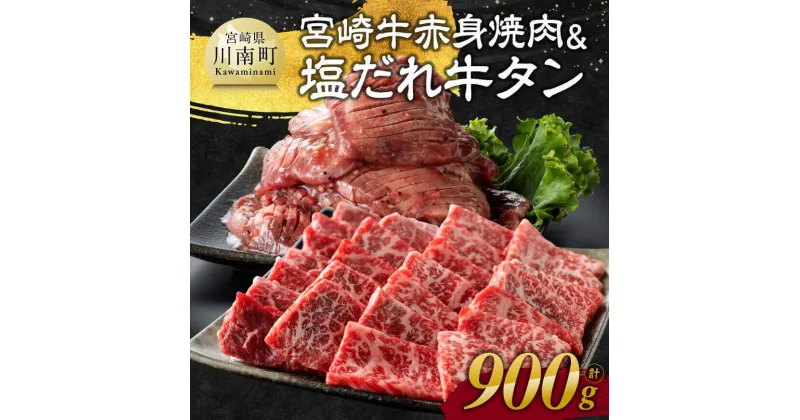 【ふるさと納税】 宮崎牛赤身焼肉＆塩だれ牛タン　計900g【 肉 牛肉 宮崎牛 タン たん 牛たん 味付き おかず 焼くだけ 簡単調理 】E11147