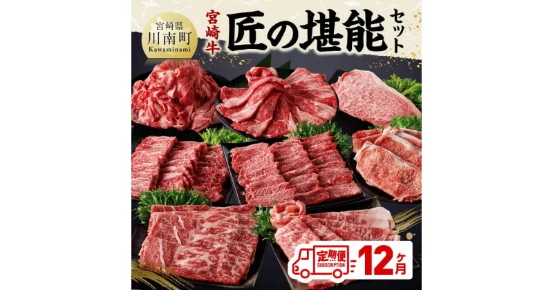 【ふるさと納税】【定期便】宮崎牛 匠の堪能セット 12か月定期便 – 肉 牛肉 国産 黒毛和牛 宮崎牛 全12回 焼肉 しゃぶしゃぶ 焼きしゃぶ BBQ 宮崎県 川南町 D11401t12