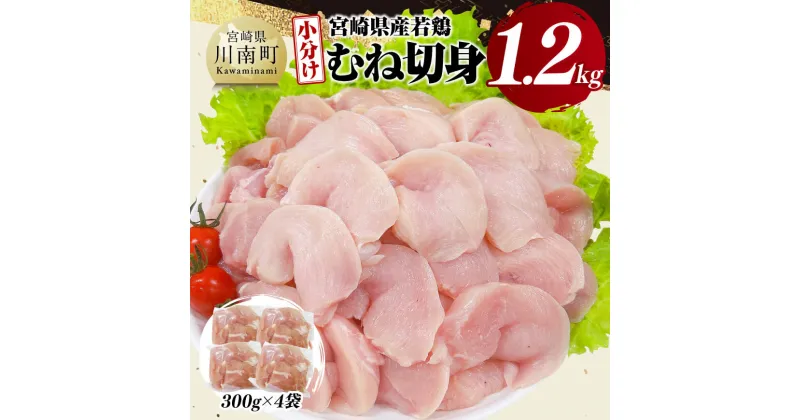 【ふるさと納税】【小分け】宮崎県産若鶏むね切身1.2kg- 鶏肉 鶏 肉 宮崎県産 小分け パック 送料無料 D11610