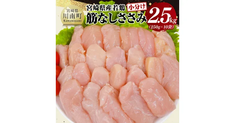 【ふるさと納税】【 小分け 】 宮崎県産 若鶏 筋なし ささみ 2.5kg – ササミ 鶏肉 とり肉 送料無料 D11611