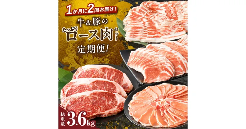 【ふるさと納税】牛豚コラボ 定期便 ＼1か月に2回お届け！！／ 牛 豚 ロース肉 セット 総重量3.6kg 牛肉 豚肉 国産 黒毛和牛 経産牛 豚バラ 食品 おかず お弁当 晩ご飯 焼肉 すき焼き しゃぶしゃぶ おすすめ 人気 お取り寄せ グルメ 小分け 宮崎県 都農町 送料無料