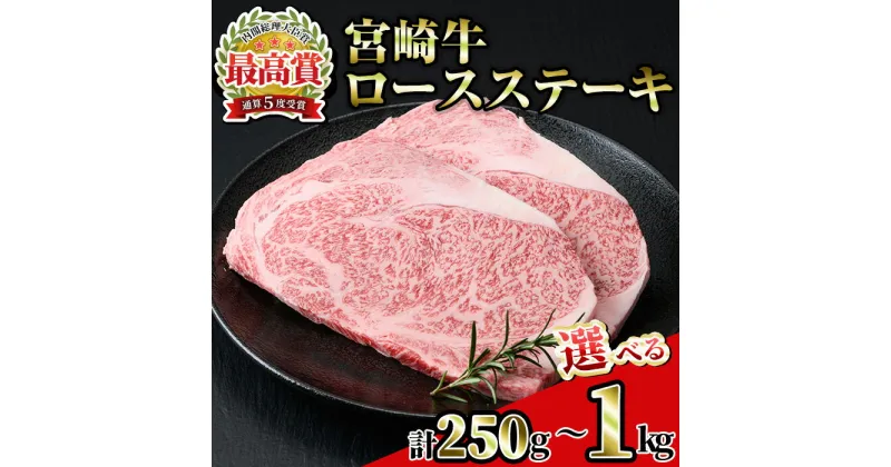 【ふるさと納税】＜内容量が選べる！＞宮崎牛ロースステーキ(計250g～1kg)お肉 牛肉 黒毛和牛 ブランド和牛 冷凍 国産 焼肉 BBQ【R-88・R-33・R-89】【ミヤチク】