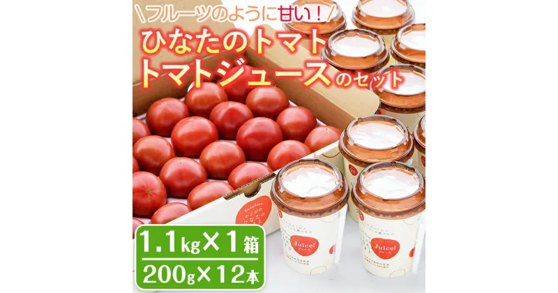 【ふるさと納税】期間限定！ひなたのとまと(計1.1kg)とトマトジュース(200g×12本)セットトマト フルーツトマト 糖度 9度 以上 野菜 旬野菜 冷蔵 国産 宮崎県産【A-6】【新門トマト農園】