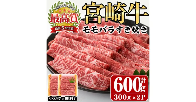 【ふるさと納税】宮崎牛モモバラすき焼き(計600g・300g×2P)A4 A5 牛肉 しゃぶしゃぶ 鍋 精肉 お肉 スライス お取り寄せ 黒毛和牛 ブランド和牛 小分け 冷凍 国産【P-16】【南日本フレッシュフード株式会社(日本ハムマーケティング株式会社)】