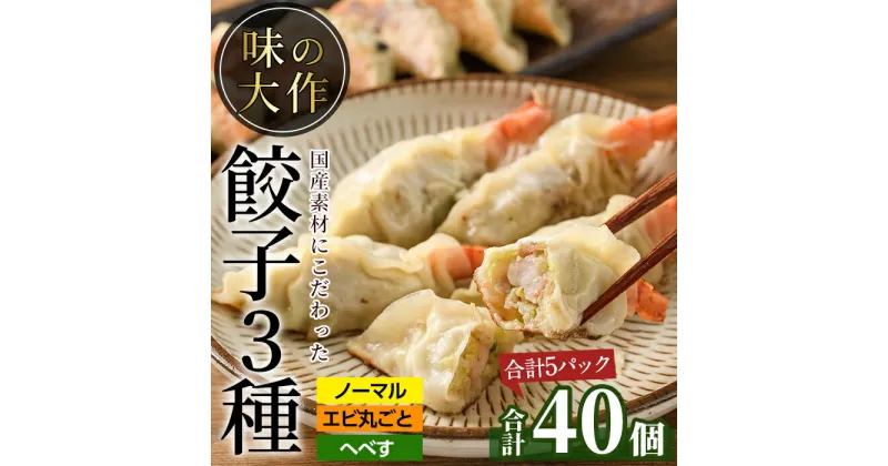 【ふるさと納税】味の大作の餃子3種セット(合計40個・3種全5P)ぎょうざ 海老 えび へべす おかず お惣菜 おつまみ 冷凍【DA-4】【味の大作】