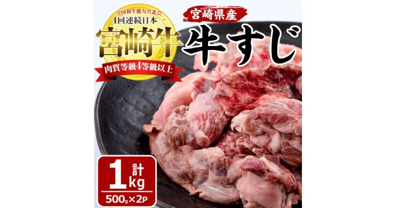 【ふるさと納税】宮崎牛すじ(計1kg・500g×2袋)牛スジ肉 国産 牛肉 和牛 お肉 おにく 宮崎県産 ブランド牛 小分け おでん カレー 煮込み料理 鍋【MF-6】【株式会社エムファーム】