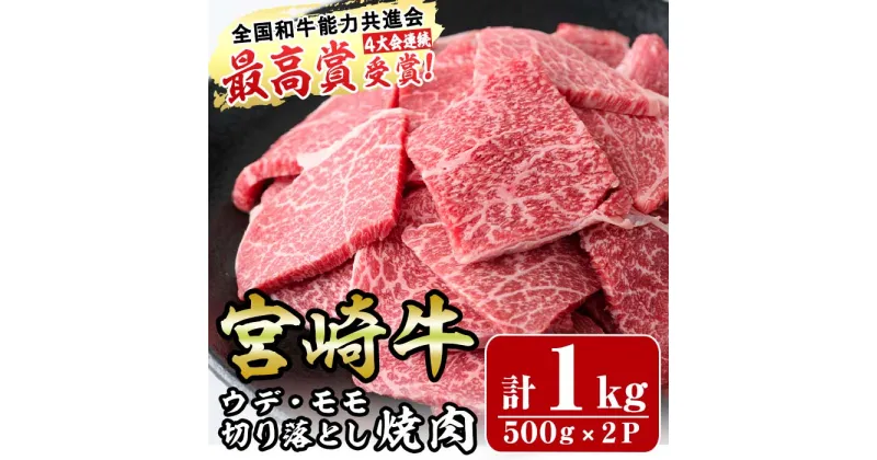 【ふるさと納税】宮崎牛ウデ・モモ切り落とし焼肉(計1kg)牛肉 うで もも 肉 BBQ 精肉 お取り寄せ 黒毛和牛 ブランド和牛 冷凍 国産【R-71】【ミヤチク】