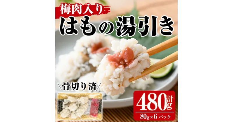 【ふるさと納税】鱧の湯引き 梅肉入り(計480g・80g×6P)はも ハモ 骨切り 海鮮 おつまみ 国産 小分け 冷凍 魚介 宮崎県産【MR-3】【マルユウ水産】