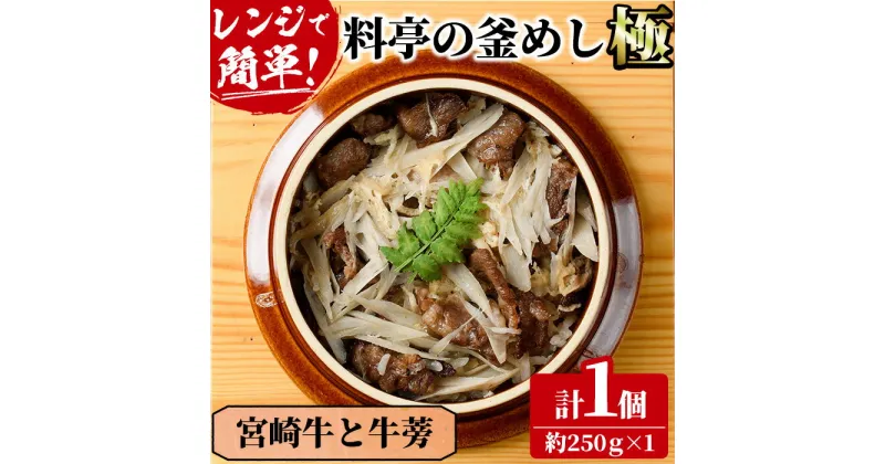 【ふるさと納税】料亭の釜めし・極＜宮崎牛と牛蒡＞(約250g×1)釜飯 料亭 惣菜 時短 お取り寄せ グルメ 冷凍 レンジアップ【TW-4】【魚甚閣 常若】