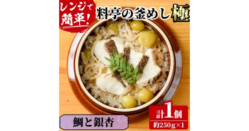 【ふるさと納税】料亭の釜めし・極＜鯛と銀杏＞(約250g×1)釜飯 料亭 惣菜 時短 お取り寄せ グルメ 冷凍 レンジアップ【TW-5】【魚甚閣 常若】