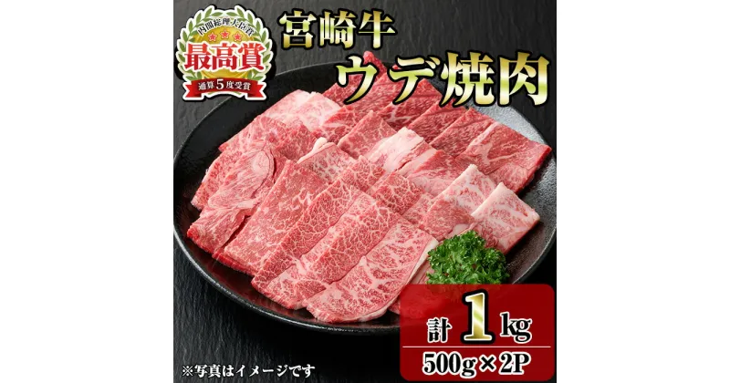 【ふるさと納税】宮崎牛ウデ焼肉(1kg・500g×2P) お肉 牛肉 黒毛和牛 ブランド和牛 冷凍 国産 焼肉 BBQ ウデ 【R-96】【ミヤチク】