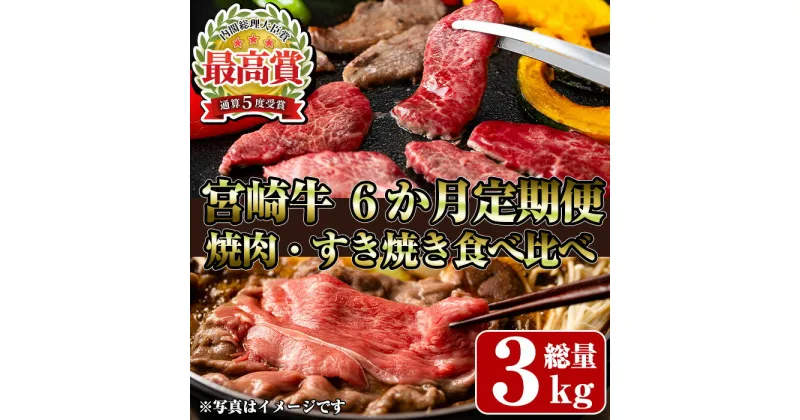 【ふるさと納税】【定期便・全6回(連続)】宮崎牛焼肉・すき焼き食べ比べ定期便 お肉 牛肉 黒毛和牛 ブランド和牛 冷凍 国産 しゃぶしゃぶ すき焼き 焼肉 BBQ ロース ウデ モモ 赤身 【R-98】【ミヤチク】