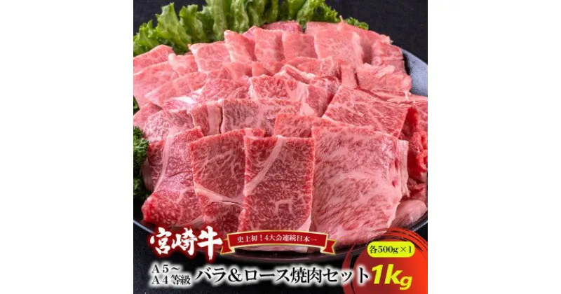 【ふるさと納税】A5～A4等級 宮崎牛 バラ＆ロース 焼肉セット 1kg※配送不可：離島　 お肉 牛肉 和牛 ブランド和牛 ブランド牛 肉料理 食材 食べ物 夕飯 国産 国産牛 おうち焼肉 お祝い 集まり 休日 イベント サシ キメ 色合い 濃厚 食感 香り