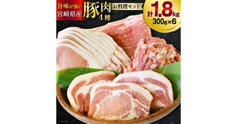 【ふるさと納税】豚肉 小分け 豚 切り落とし バラ スライス ロース 生姜焼き用 とんかつ用 合計1.8kg [甲斐精肉店 宮崎県 美郷町 31as0042] お料理セット 肉 4種 冷凍 宮崎県産 送料無料 ウデ 腕 切落し 薄切り うす切り トンカツ 炒め物 揚げ物 調理 普段使い 真空包装