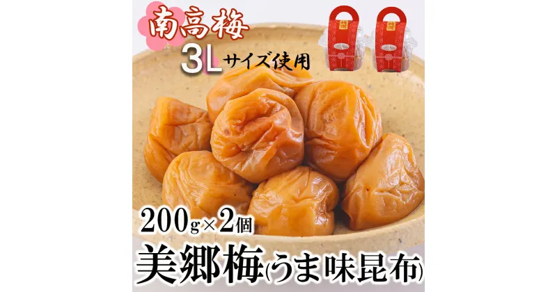 【ふるさと納税】南高梅 梅干し 美郷梅 昆布 200g×2 3Lサイズ 塩分控えめ A級品 [農林産物直売所 美郷ノ蔵 宮崎県 美郷町 31ab0109] 国産 宮崎県産 美郷産 常温 送料無料 贈答品 プレゼント ギフト おやつ お菓子 料理 調理 おかず