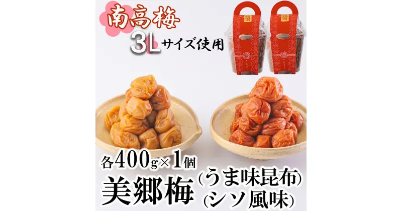 【ふるさと納税】南高梅 梅干し 美郷梅 昆布 シソ風味 セット 各400g×1 3Lサイズ A級品 [農林産物直売所 美郷ノ蔵 宮崎県 美郷町 31ab0114] 国産 セット 詰め合わせ　 宮崎県産 美郷産 常温 送料無料 贈答品 プレゼント ギフト 食べ比べ 2種 贈り物 おやつ お菓子