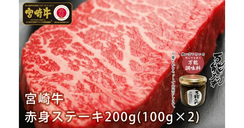 【ふるさと納税】S-2 宮崎牛 赤身 ステーキ 200g ＆ 万能だれ140g セット 国産牛 牛肉 お肉 モモ 焼き肉 かけダレ 和えダレ 調味料冷凍 国産 宮崎県 九州 送料無料