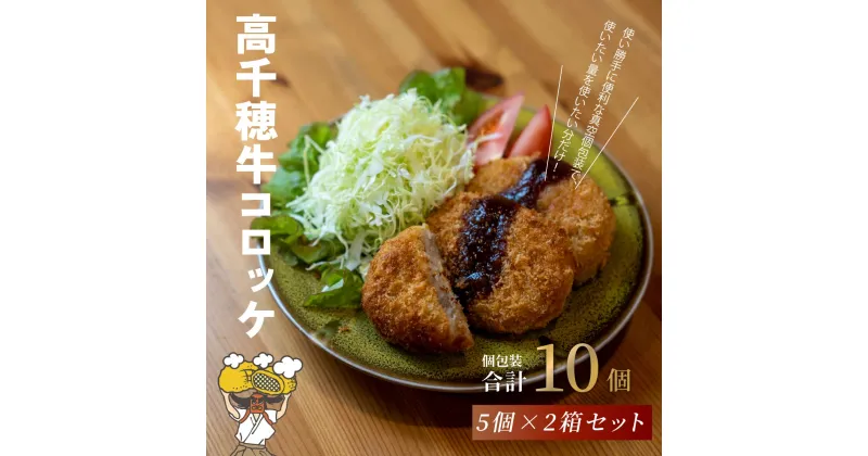 【ふるさと納税】高千穂牛 コロッケ 5個入り×2箱 合計10個 1個70g おかず 惣菜 お弁当 牛肉 揚げ物 真空 個包装 冷凍 宮崎県 九州産 送料無料