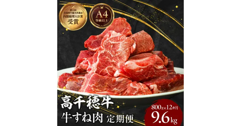 【ふるさと納税】 【12ヶ月定期便】 高千穂牛すね肉 400g×2パック×12回 合計約9.6kg 12回 牛肉 肉 お肉 精肉 定期便 定期 国産牛 ブランド牛 黒毛和牛 和牛 すね 牛すね肉 A4等級以上 宮崎県産 国産 贈答 贈り物 煮込み料理 シチュー カレー 宮崎県 高千穂町 送料無料