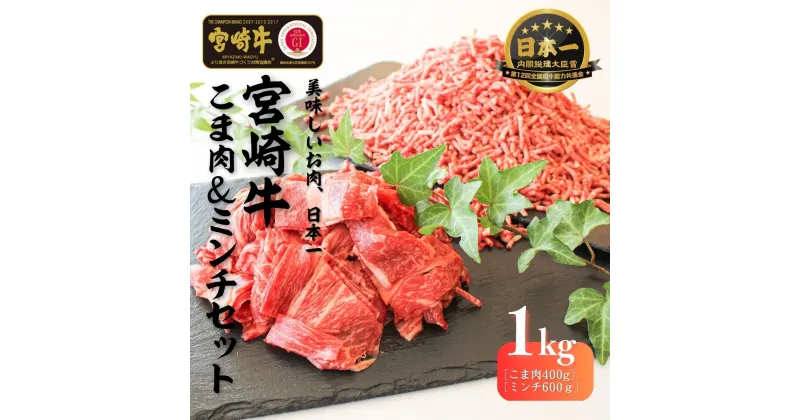 【ふるさと納税】宮崎牛 こま肉・ミンチセット1kg S-21