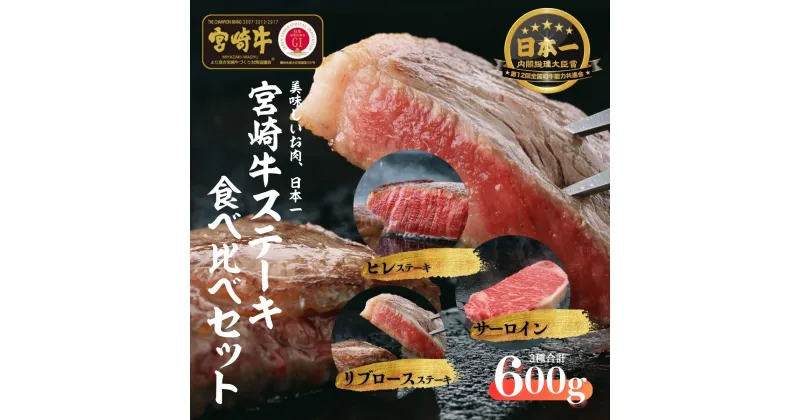 【ふるさと納税】宮崎牛 ステーキ食べ比べセット600g S-30