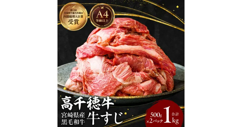 【ふるさと納税】宮崎県産 黒毛和牛 A4等級以上 高千穂牛 牛すじ 500g×2パック 計1kg 牛肉 肉 お肉 精肉 ブランド牛 国産牛 黒毛和牛 国産 国産牛肉 料理 煮込み料理 カレー おでん 牛すじ煮込み 牛すじカレー 普段使い グルメ お取り寄せ 小分け 宮崎県 高千穂町 送料無料