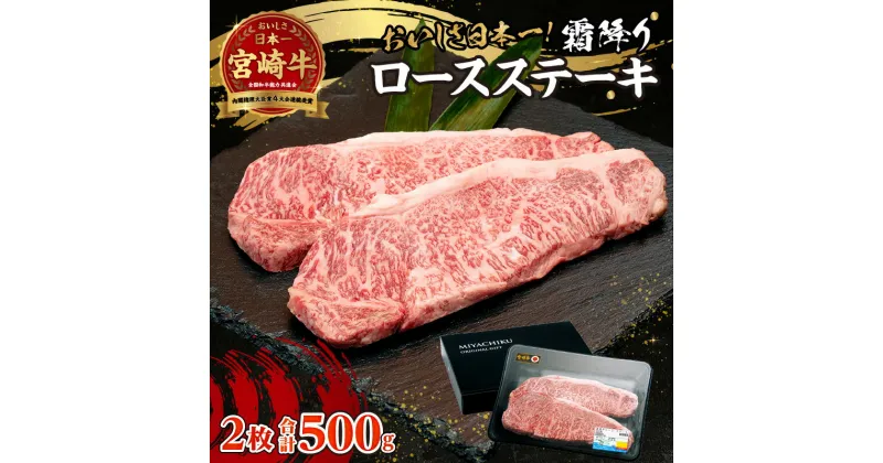 【ふるさと納税】宮崎牛霜降り（ロース）ステーキ250g×2枚 計500g 宮崎牛 牛肉 お肉 国産牛 ブランド牛 和牛 ロースステーキ ロース ステーキ 霜降り 贈答用 贈答 贈り物 プレゼント 記念日 誕生日 内祝い グルメ BBQ 焼き肉 アウトドア ミヤチク 高千穂町 送料無料 A206