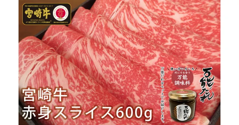 【ふるさと納税】S-7 宮崎牛 赤身 スライス 600g 万能だれ付き 牛肉 肉 スライス肉 薄切り 薄切り肉 赤身 赤身肉 精肉 たれ セット ブランド牛 和牛 国産牛 黒毛和牛 国産 宮崎県産 高千穂産 グルメ お取り寄せ 贈答 贈り物 ギフト 宮崎県 高千穂町 送料無料