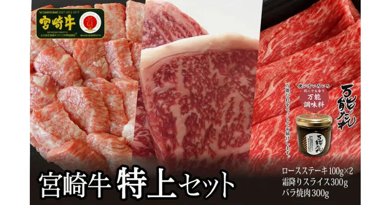 【ふるさと納税】S-12 宮崎牛 特上セット 800g 万能だれ付き 牛肉 肉 お肉 ロースステーキ ウデスライス バラ焼肉 ロース ステーキ ウデ スライス バラ 牛ステーキ 牛ウデ 牛バラ セット 詰め合わせ 食べ比べ 味比べ グルメ たれ 宮崎県 高千穂町 送料無料