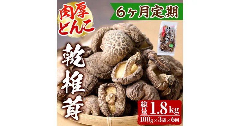 【ふるさと納税】【定期便・全6回(毎月)】乾椎茸肉厚どんこ(計1.8kg・100g×3袋×6回)宮崎県産 原木栽培 特選 干し椎茸 しいたけ きのこ【NK014】【宮崎県農業協同組合　高千穂地区本部】